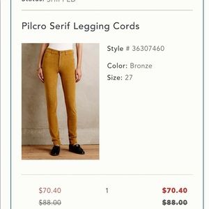 NWOT Pilcro pants Sz 27